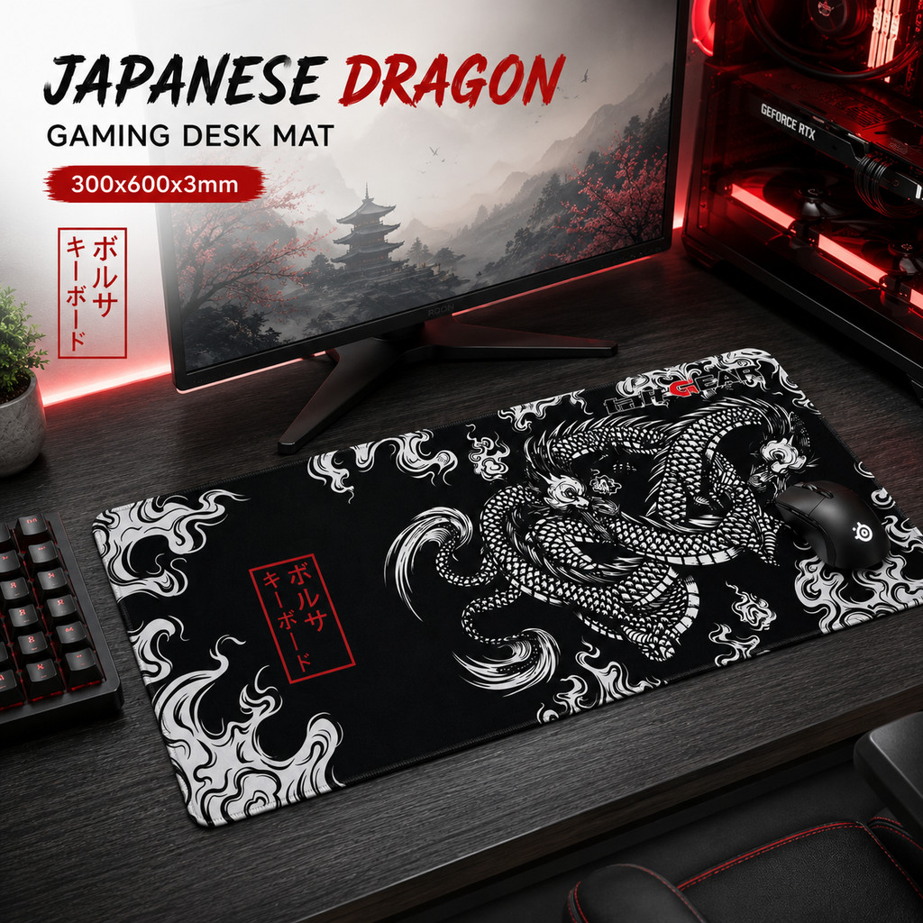 Mouse Pad Gaming Japanese Dragon Desk Mat 300x600x3mm - M35