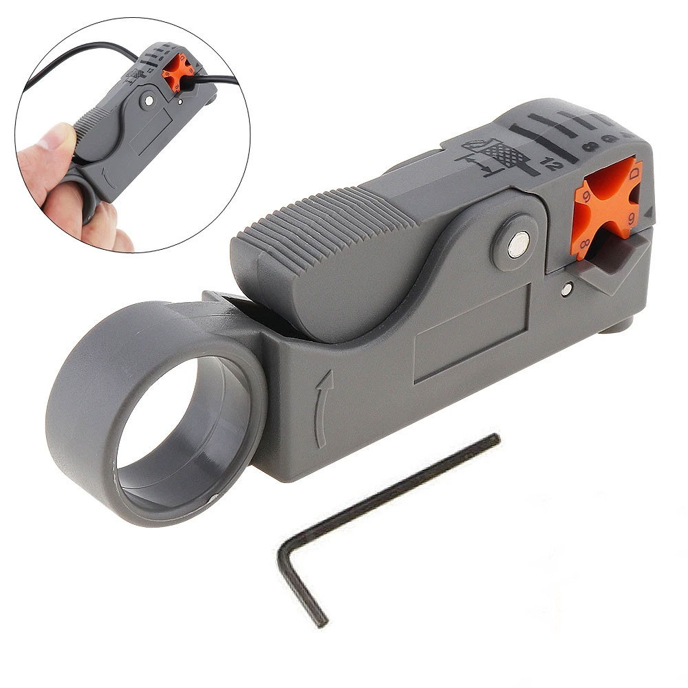 Tang Kupas Kabel Coaxial Antena TV Parabola Rotary Stripper Cutter Pemotong Tembaga Alat Perkakas