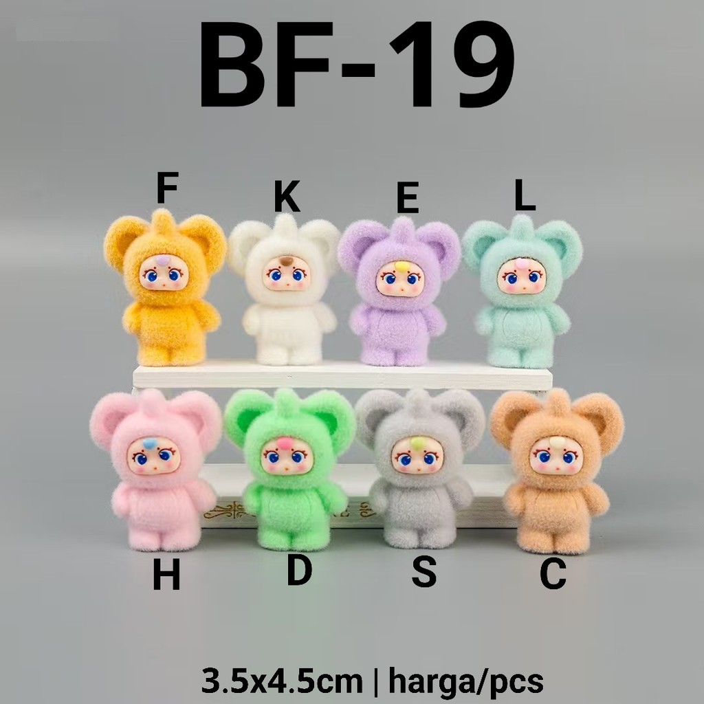 BF-19 Resin clay 3d diy velvet elephant gajah bludru coklat hijau ungu orange biru pink putih tosca 