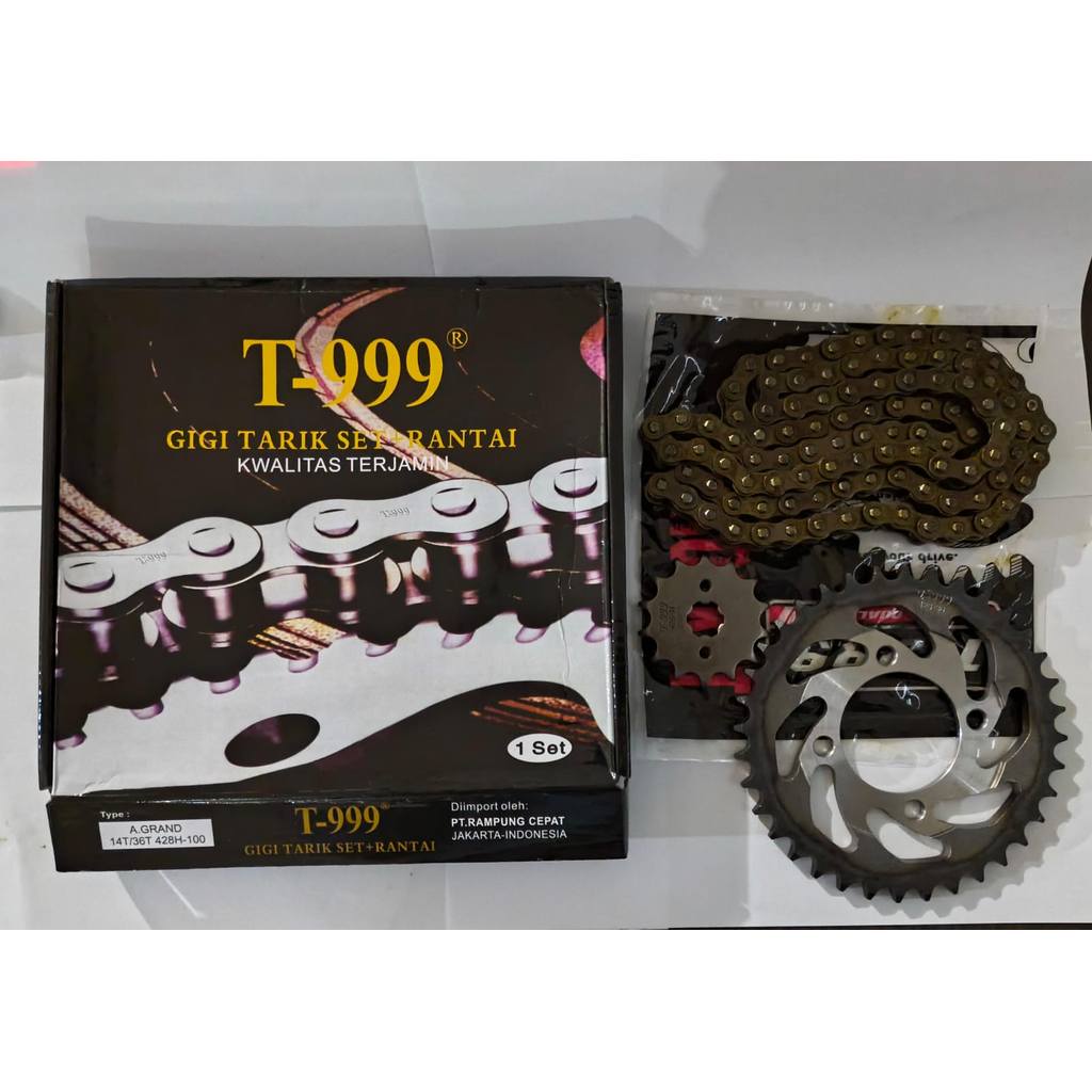 T999 Gir/Gear Paket/Set Komplit Motor Grand (14T/36T) 428H-100