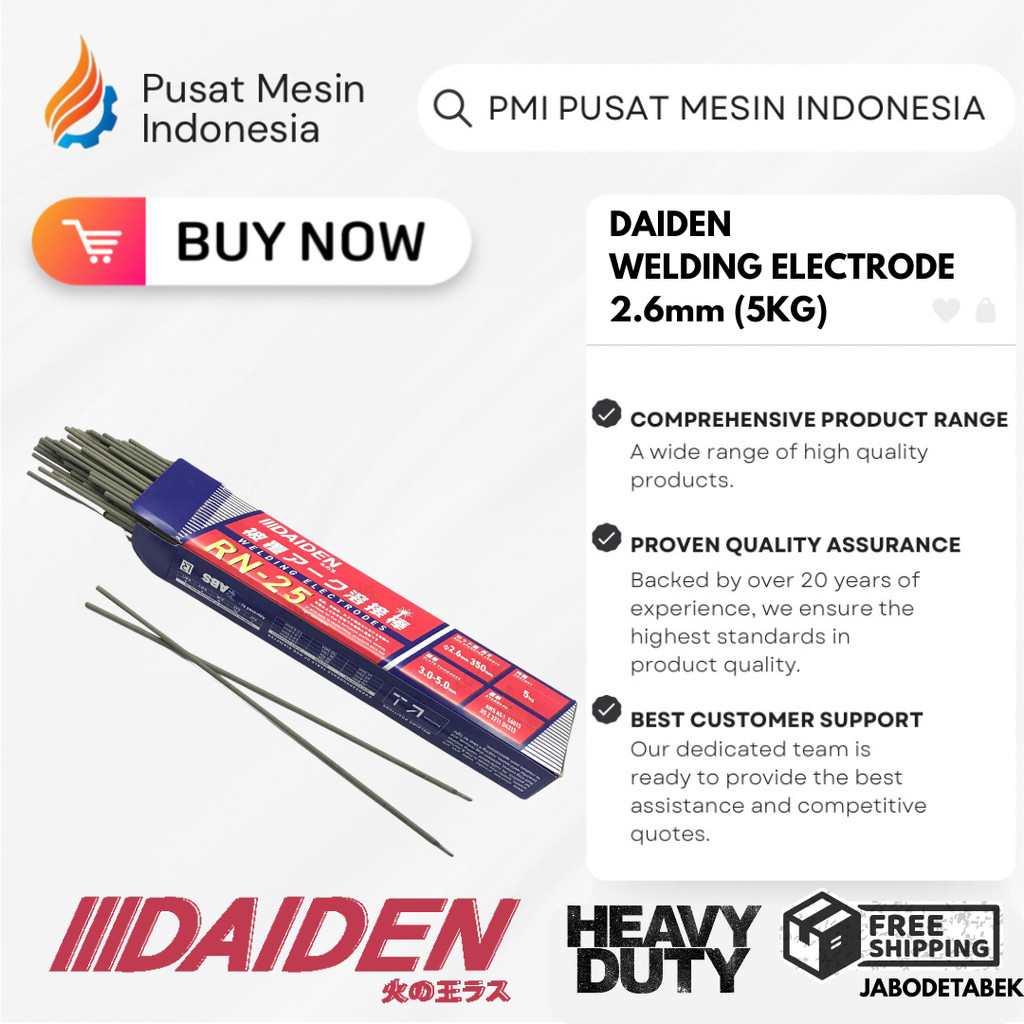 DAIDEN WELDING ELECTRODE 2.6mm (5KG) KAWAT LAS / KAWAT ELEKTRODA
