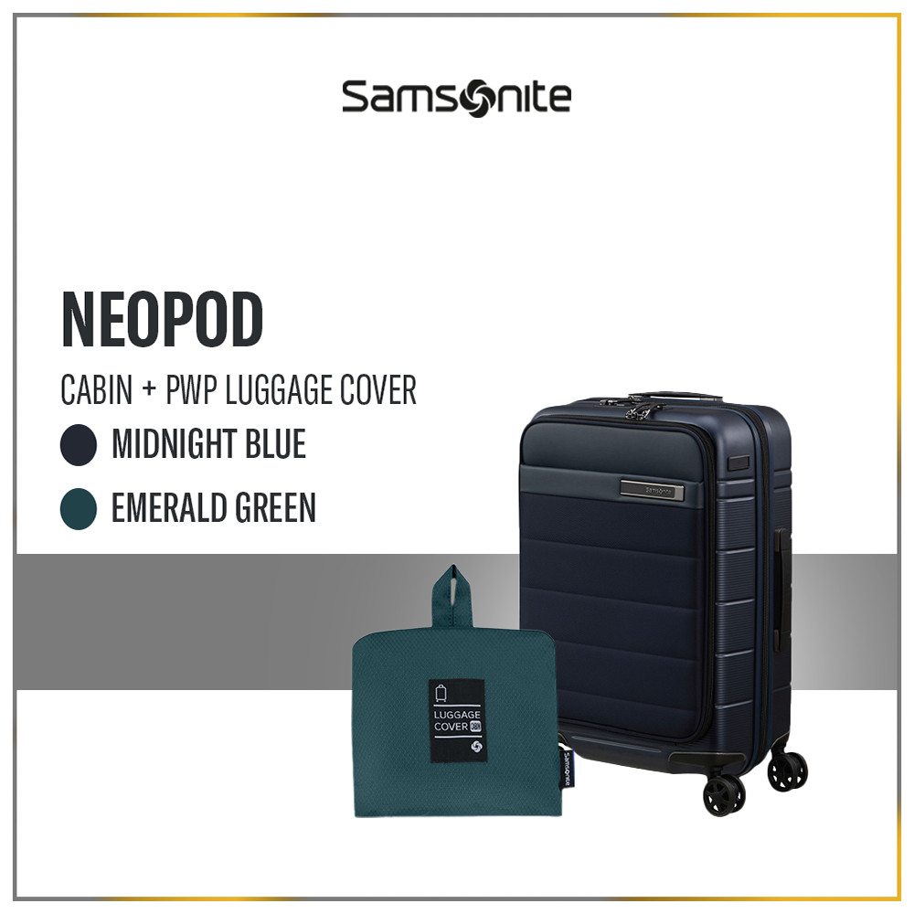 Samsonite Koper Neopod Cabin Midnight Blue + Foldable Luggage Cover Cabin
