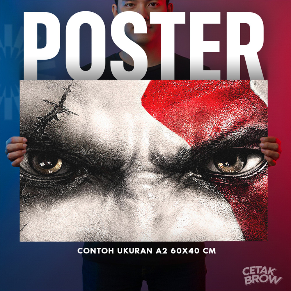 Poster God of War Ragnarok Kratos & Atreus Hiasan Dinding Kamar Cowok Dekorasi Studio Gaming Pro Art