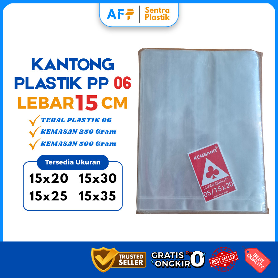 Plastik PP Tebal 06 Lebar 15 cm ukuran 15x20 15x25 15x30 15x35 plastik camilan dll