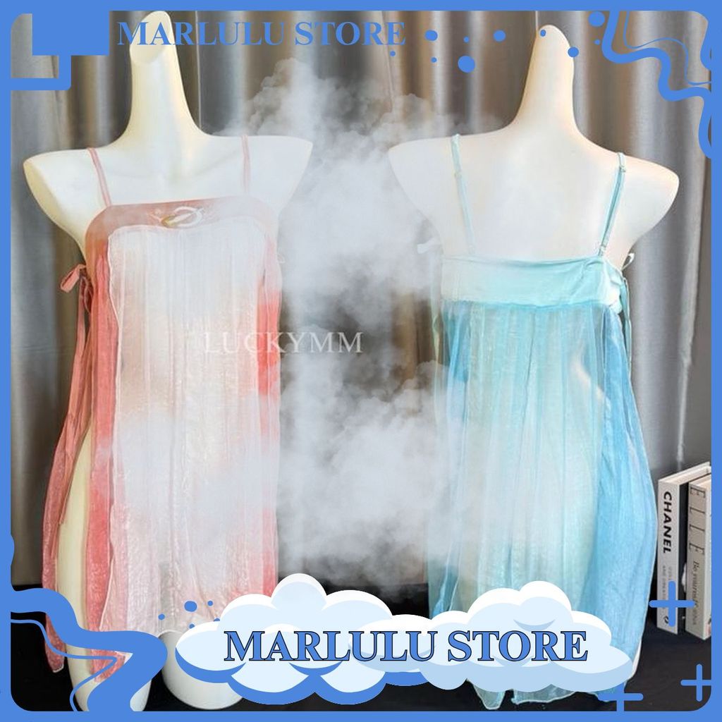 MARLULU STORE MS568 DRESS LINGERIE HAN FU BAJU TIDUR WANITA TRANSPARAN BIRU PROMO COD