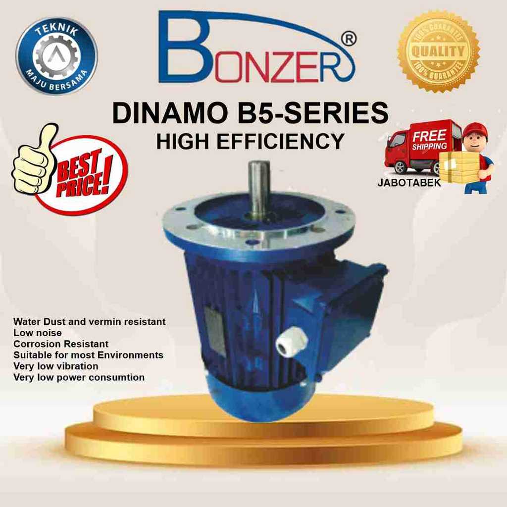 BONZER DINAMO INDUCTION MOTOR B5
 4P 1500 RPM 4KW 5,5HP FRAME 112M 3PHASE, 50/60HZ INSULATION CLASS 