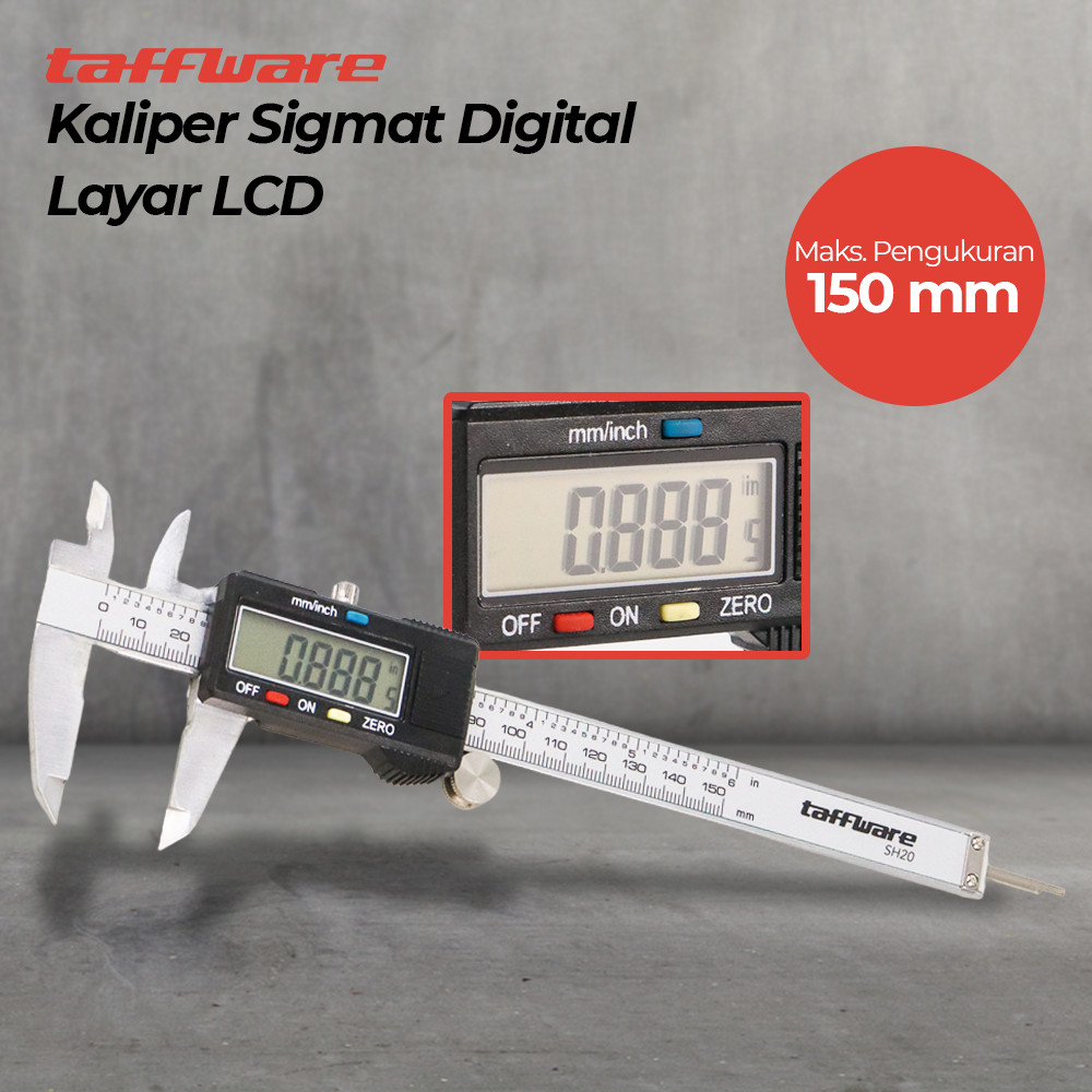 Taffware Kaliper Sigmat Penggaris Jangka Sorong Digital LCD 150mm - SH20 Original Berkualitas Siap K