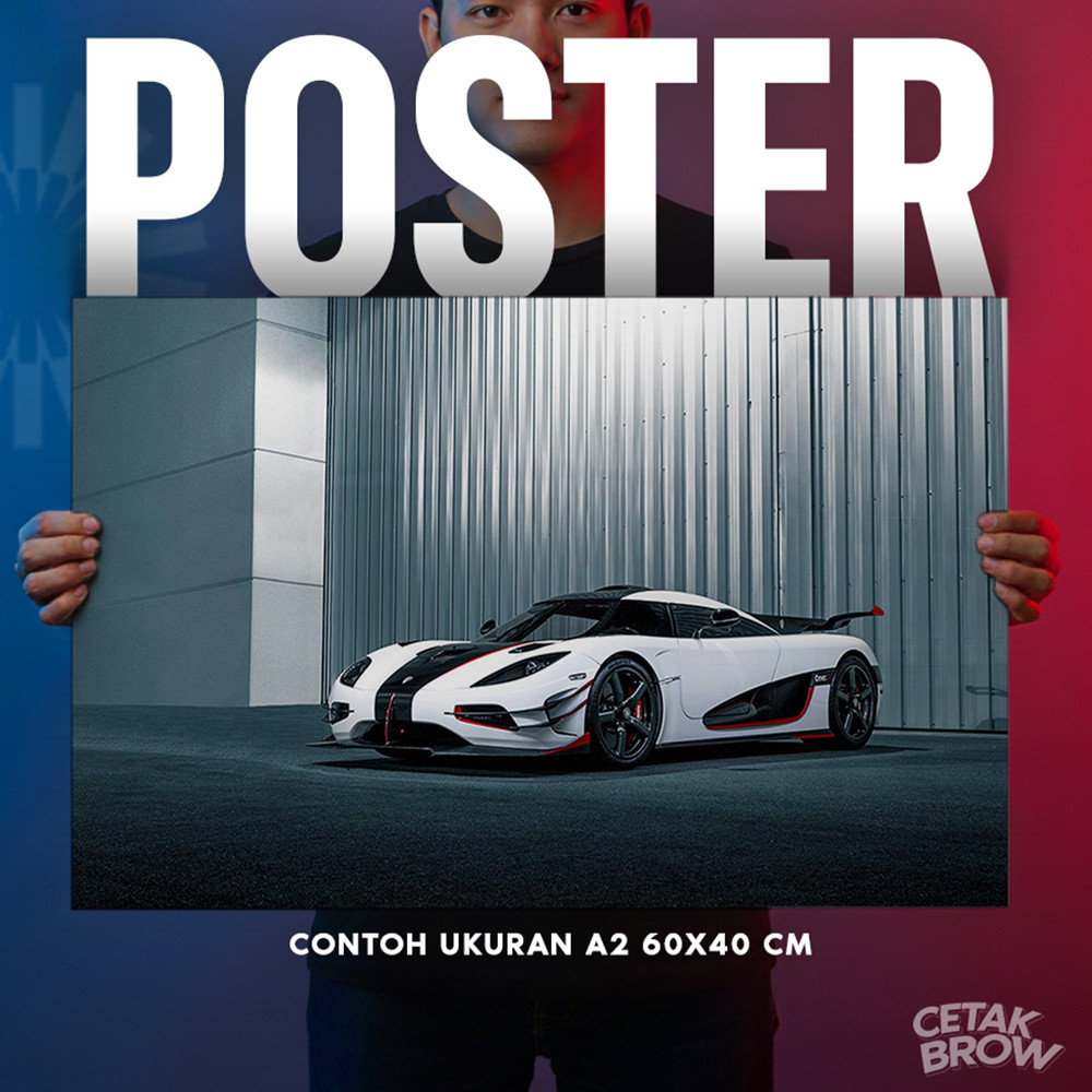 Poster Koenigsegg Jesko Attack White Bisa Cetak Custom Hiasan Dinding Kamar Cowo Otomotif Hypercar A