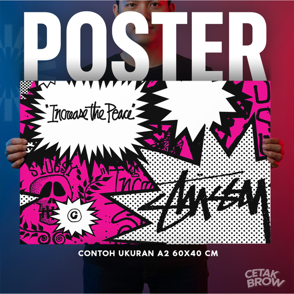 Poster Stussy 8 Ball Logo Hiasan Dinding Kamar Cowok Dekorasi Studio Gaming Keren Estetik