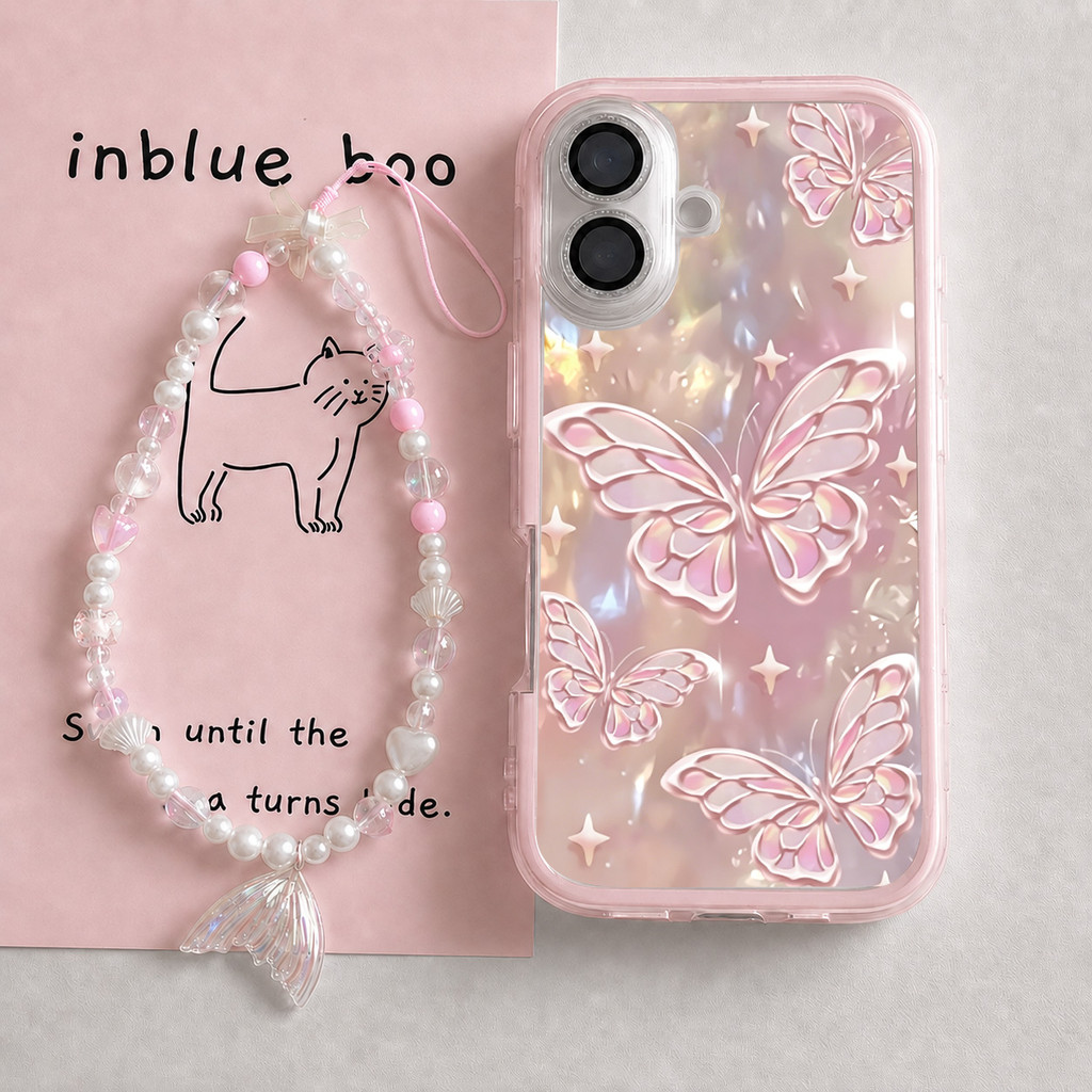 Mewah Aesthetic Kupu-Kupu Hologram Casing Hp Iphone 17 Pro Max 13 Pro Max15 Plus 15 Pro Max 11 14 Pr