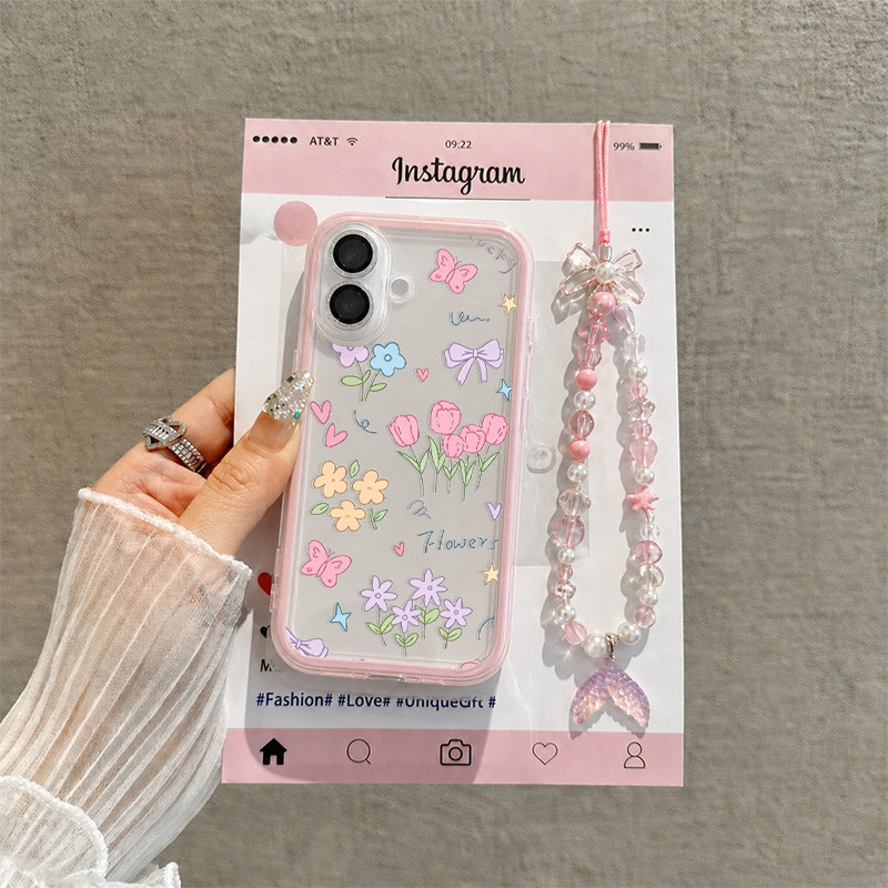 Cewek Aesthetic Bunga Warna-Warni Casing Oppo Reno 15F A6X A6T A6S Pro 14F A3X A5 2025 A5I Pro A5 Pr