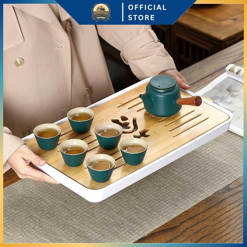 LumbungPanen - Tatakan Teh China Chinese Wooden Tea Tray / Tatakan Teh Set Klasik China
