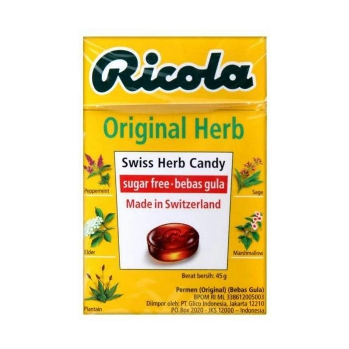 Ricola Sugar Free 45Gr - Original Herbal