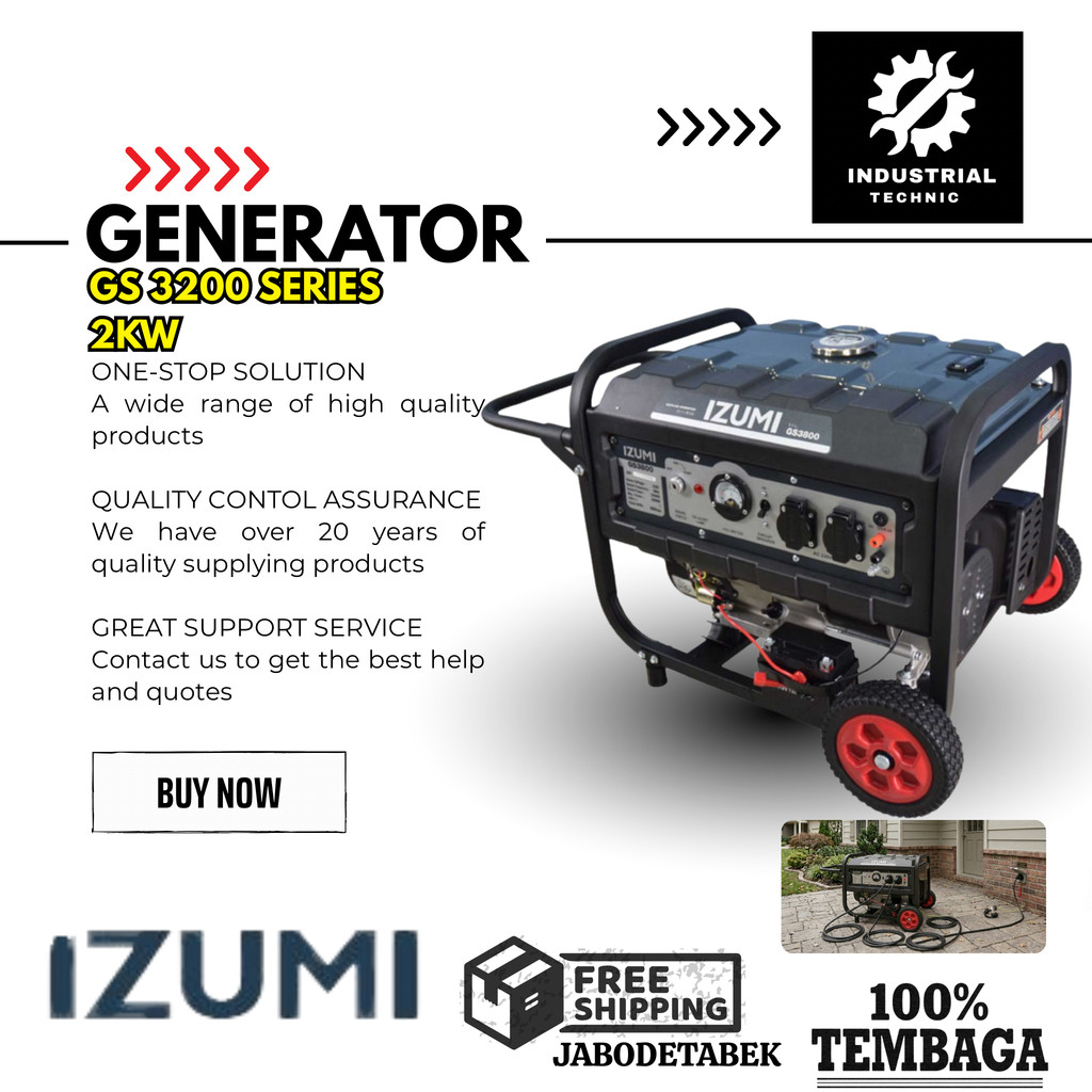 GENSET BENSIN 2,5 KVA 2KW IZUMI NLG GASOLINE GENERATOR GS 3200/ GENSET BENSIN 2000 WATT/ GENERATOR 2