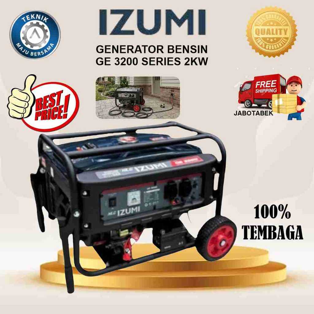 GENSET BENSIN 2,5 KVA 2KW IZUMI NLG  GENERATOR GE 3200 GENSET BENSIN 2000 WATT GENERATOR 2,5 KVA GEN