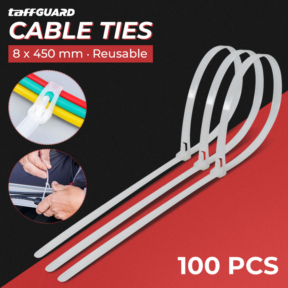 TaffGUARD Kabel Ties Zip Cable Organizer Reusable 8x450mm 100 PCS - NL816