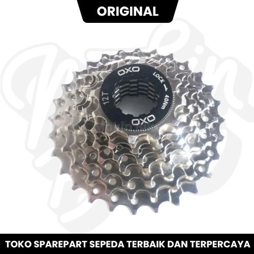 Oxo Sprocket Cassette Gir Belakang Sepeda 7 Speed 11 - 28 T Chrome