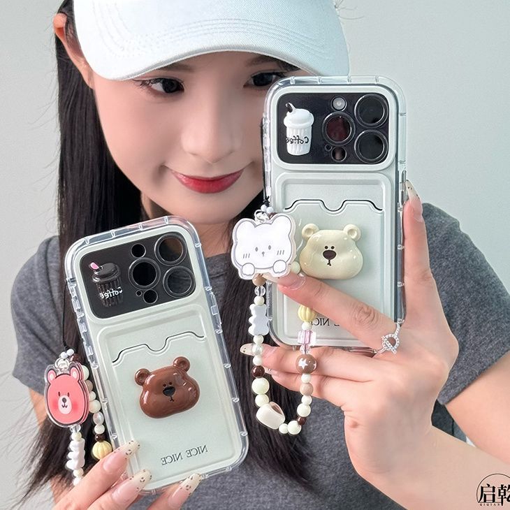 3D Kopi Beruang Card Holder Casing Hp Realme C85 C75 C71 C61 C67 C65 Note 60 60X C75X 15T 5G C75 C63