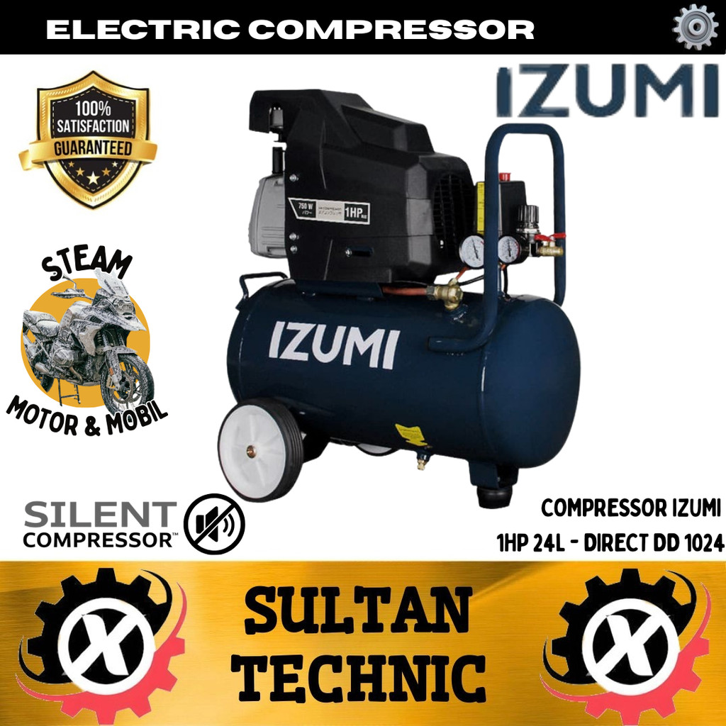 COMPRESSOR IZUMI NLG 1HP 24L - DIRECT DD 1024/ KOMPRESOR 220V/KOMPRESOR 1 PHASE KOMPRESOR STEAM MOTO