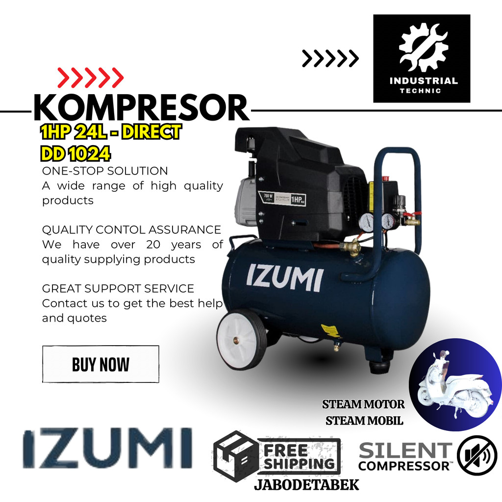 COMPRESSOR IZUMI NLG 1HP 24L - DIRECT DD 1024/ KOMPRESOR 220V/ KOMPRESOR 1 PHASE/ KOMPRESOR STEAM MO