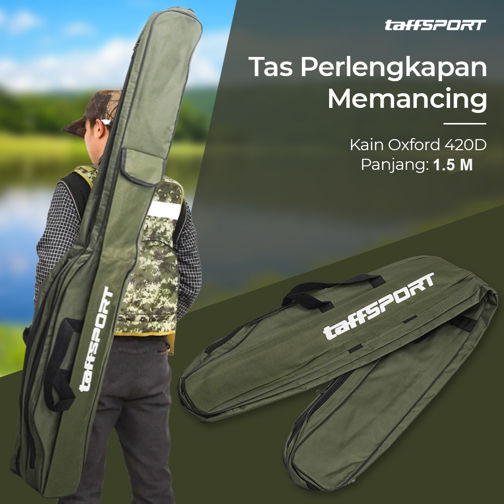 Tas Pancing 1.5M Waterproof Oxford 420D Dua Layer Selempang Joran Perlengkapan Mancing Tebal Kuat Aw