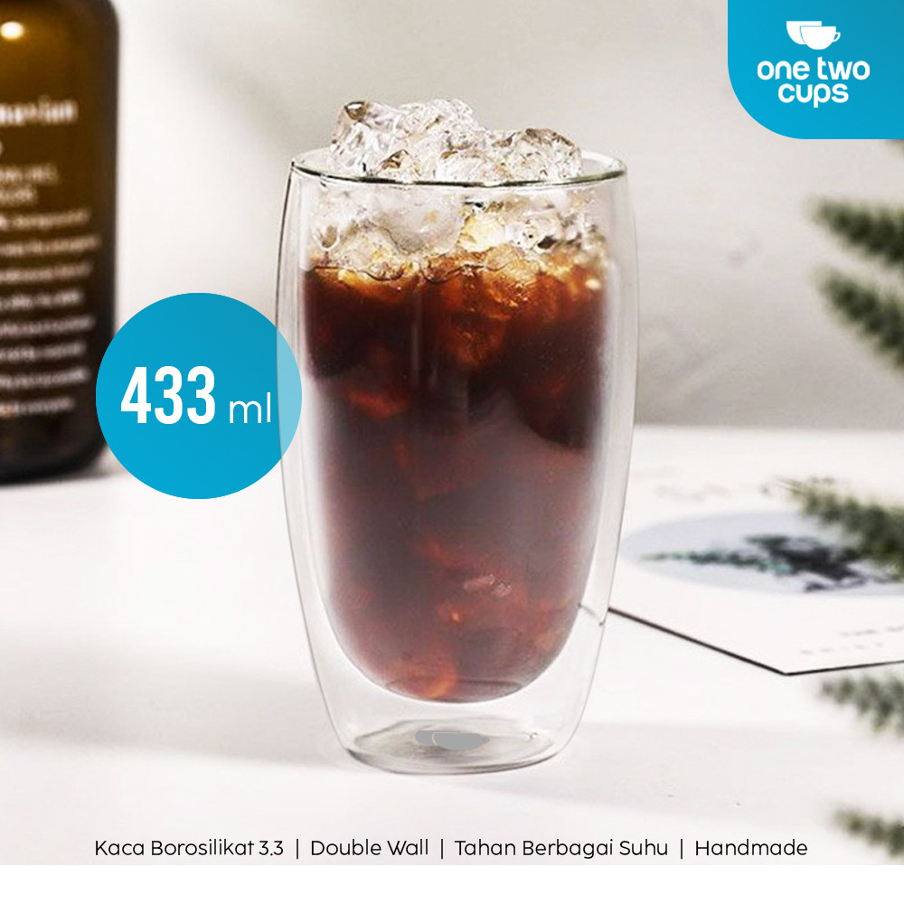 One Two Cups Gelas Kaca Aesthetic Tahan Panas Double Wall Glass - PLY1704