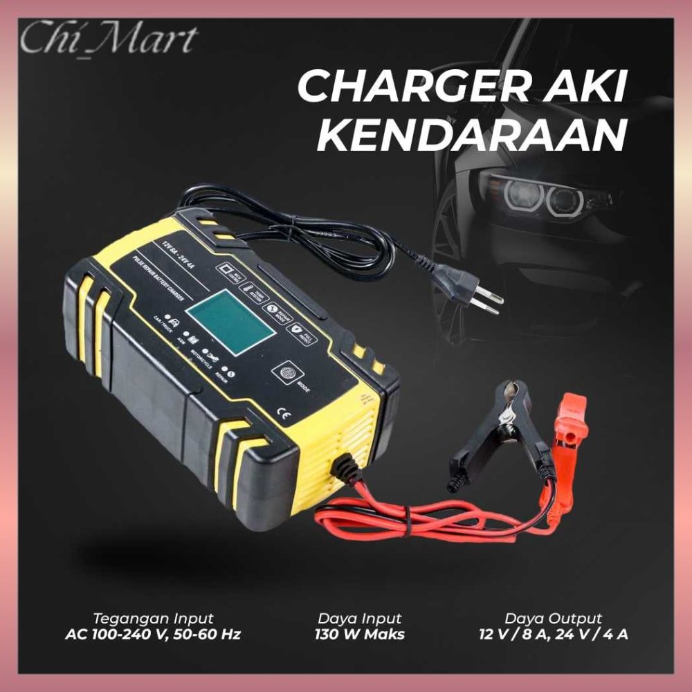 FOXSUR Charger Aki Mobil Motor Intelligent Battery Charger 12/24V 8A - FBC122408D