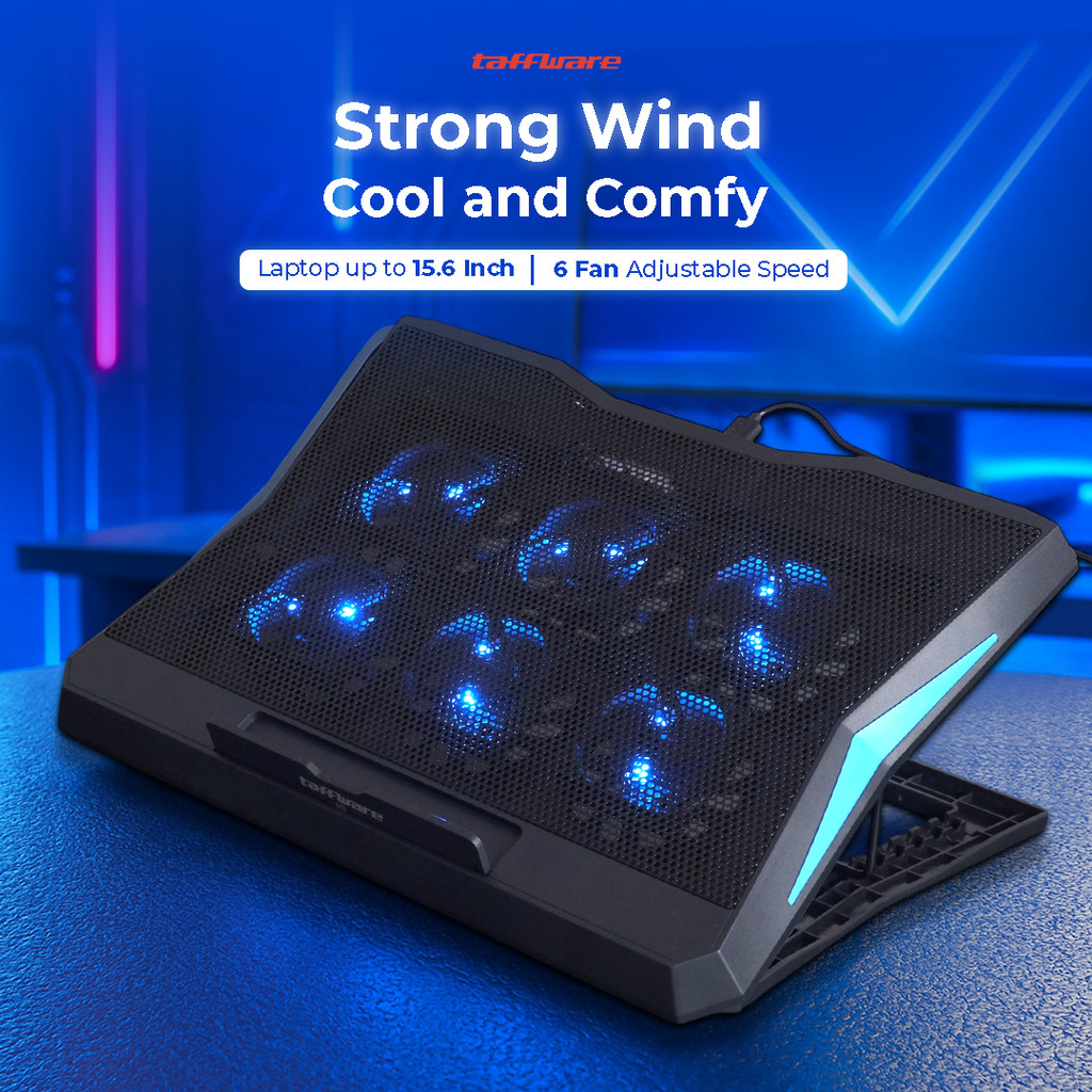 Cooling Pad Laptop Gaming Kipas Pendingin 6 Fan 15.6 Inc KA-7RCF18BK