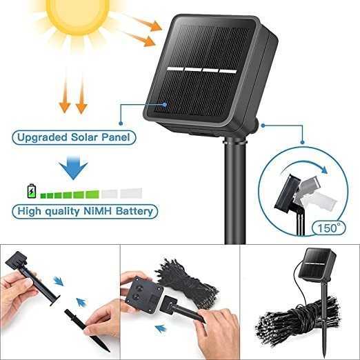 Visalux Vcd1007 Lampu Natal Solar Panel Warna Warni 100Led Rgb Outdoor