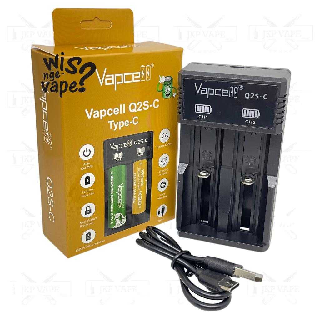 Charger Vapcell Q2S Authentic - 2 Slot For Battery Vape
