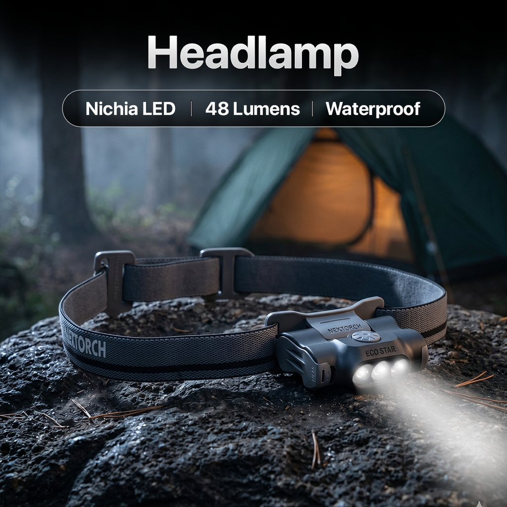 Senter Kepala Headlamp Nextorch LED Waterproof 48 Lumens - ECO STAR