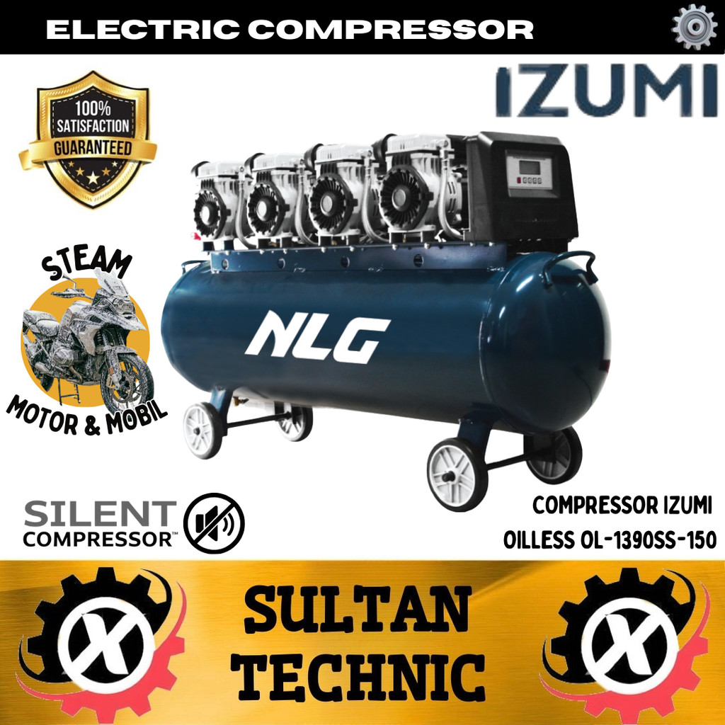 COMPRESSOR IZUMI NLG OILLESS OL-1390SS-150/ KOMPRESOR 220V/KOMPRESOR 1 PHASE KOMPRESOR STEAM MOTOR M