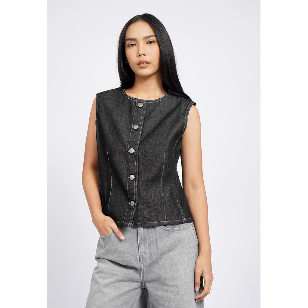 Tirajeans Denim Vest 7-LSLXSEA126A155 Black