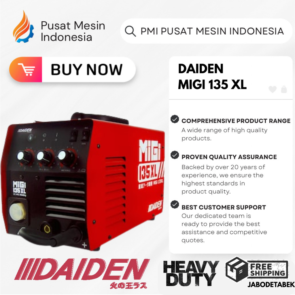MESIN LAS DAIDEN MIGI 135 XL/ TRAFO LAS / WELDING INVERTER / LAS ARGON