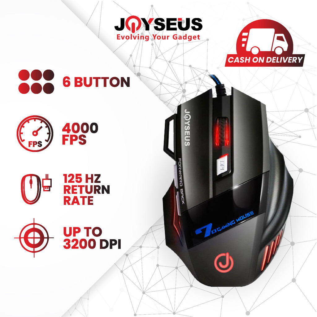 Mouse Gaming JOYSEUS 3200DPI LED USB Wired - MS0007