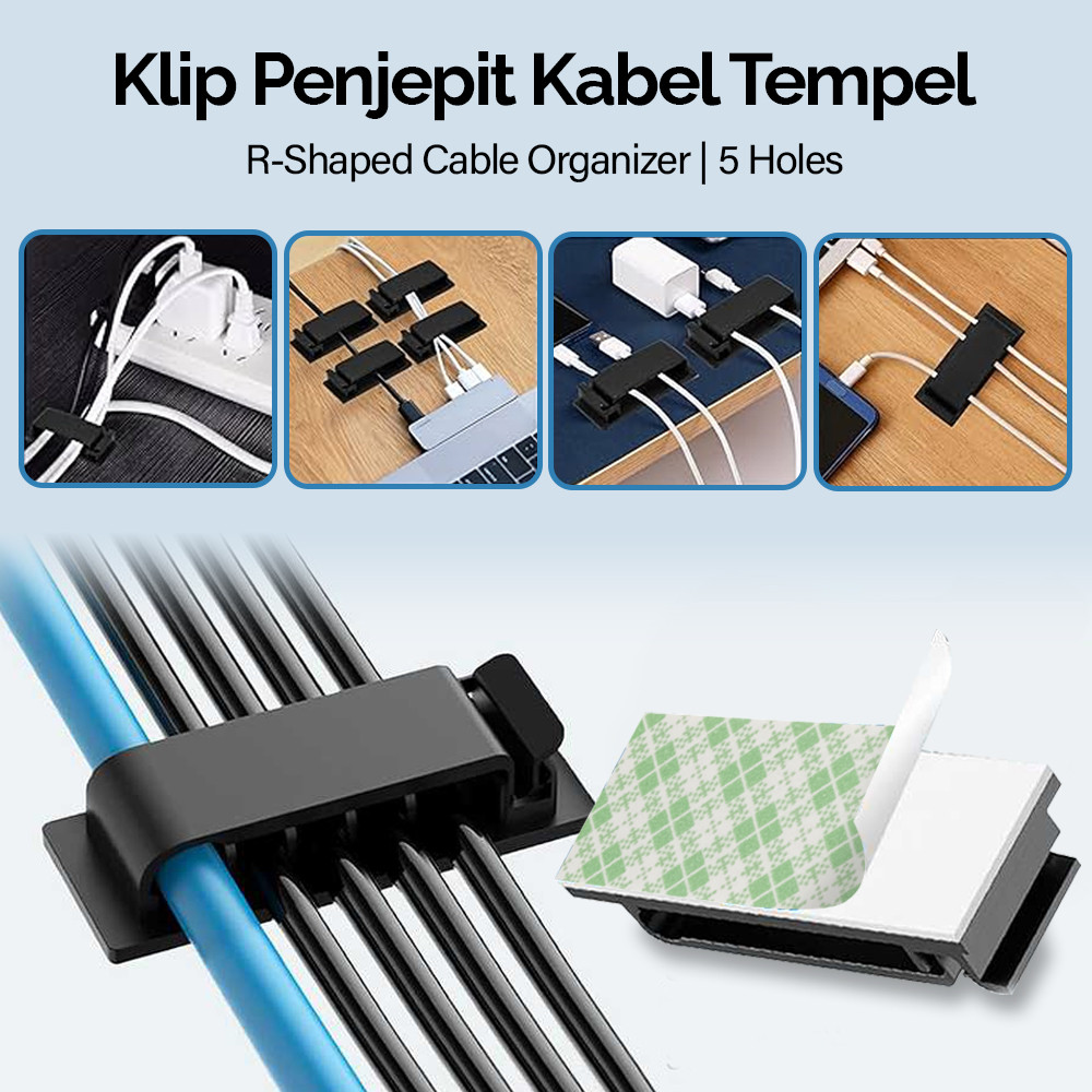DRIVUU Klip Penjepit Kabel Tempel R-Shaped Cable Organizer 5 Holes - DR-515