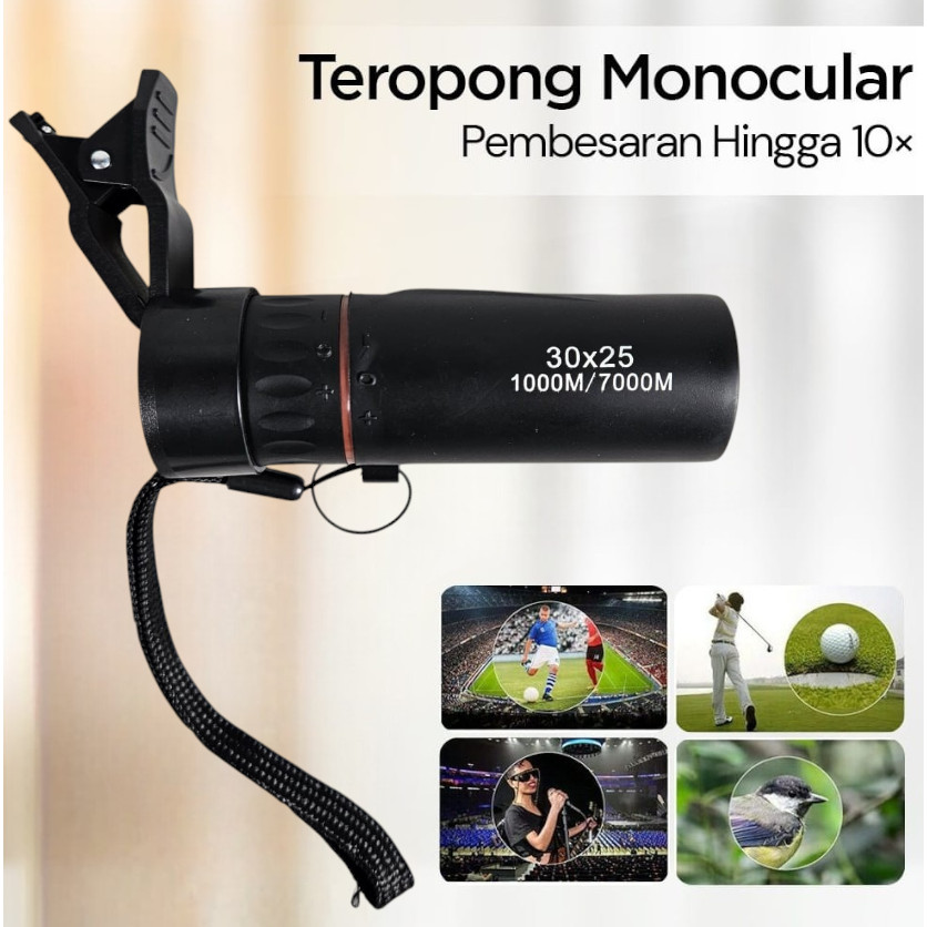 Teropong Monocular Zoom Telescope Compact 10X BAK4