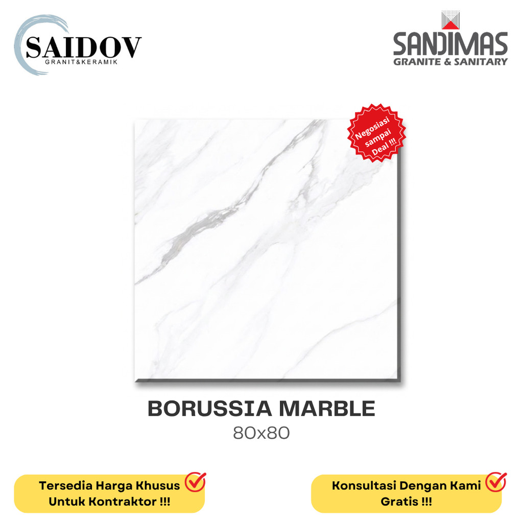 SANDIMAS LANTAI GRANIT BORUSSIA MARBLE 80X80 POLISHED