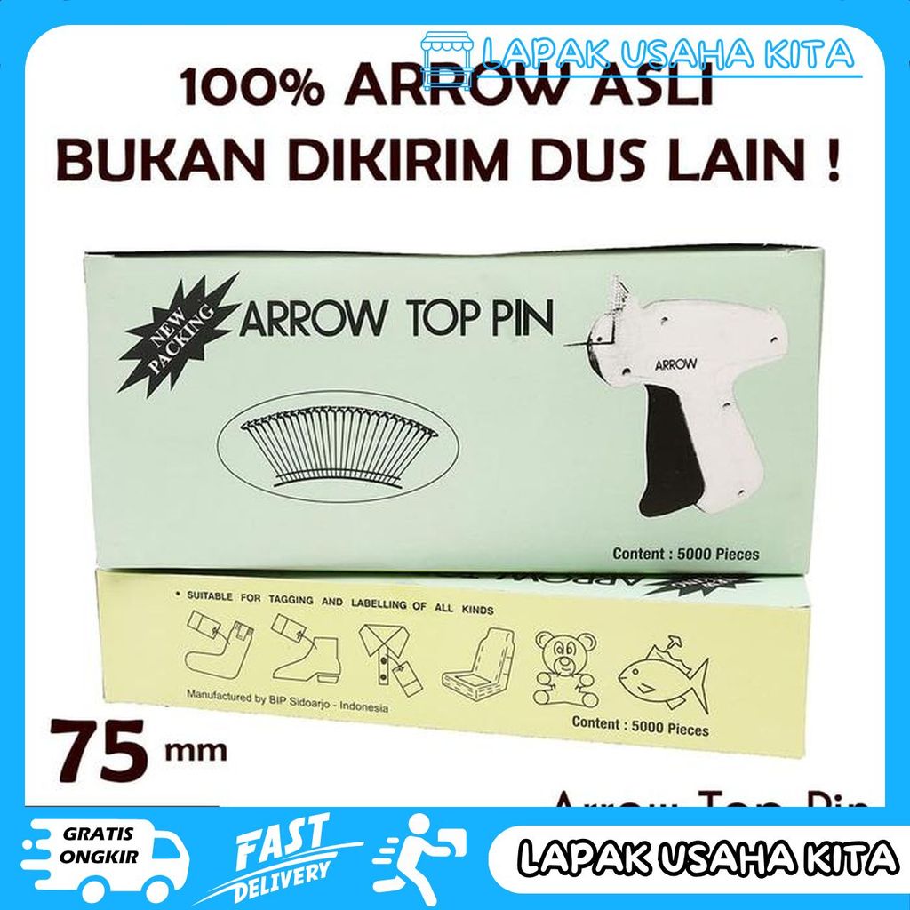 ARROW TOP PIN TAG PIN ISI REFILL TAG GUN ORIGINAL 75MM PUTIH 75 PRIVASI AMAN