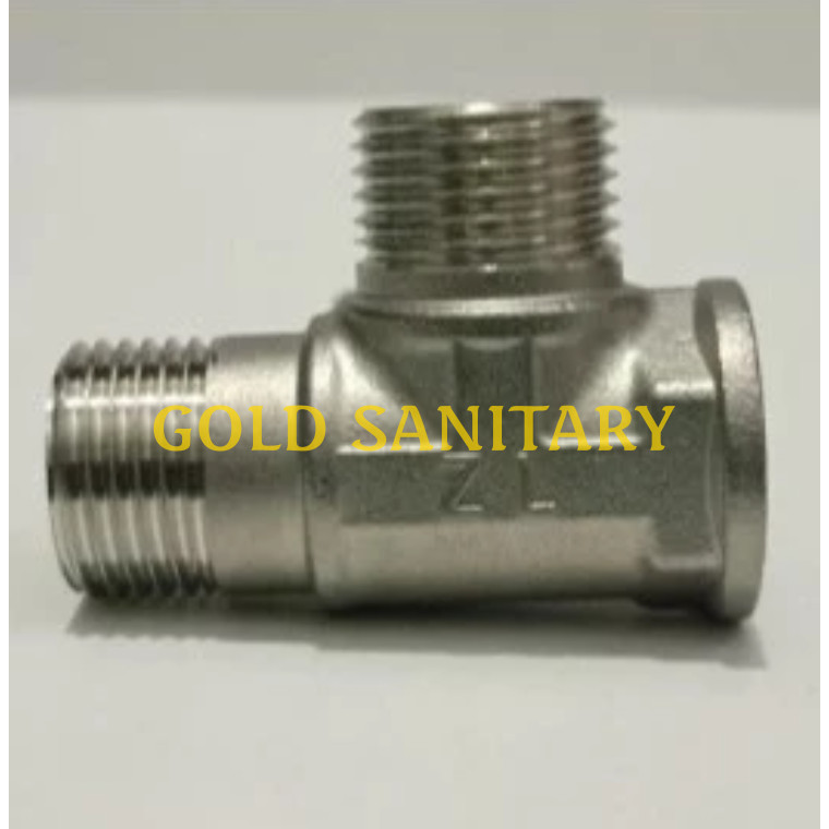 Tee Drat Stainless Steel 1/2" Dalam Dan 1/2 Luar Sambungan Pipa Nepel knee T Sambungan Kran T Shower