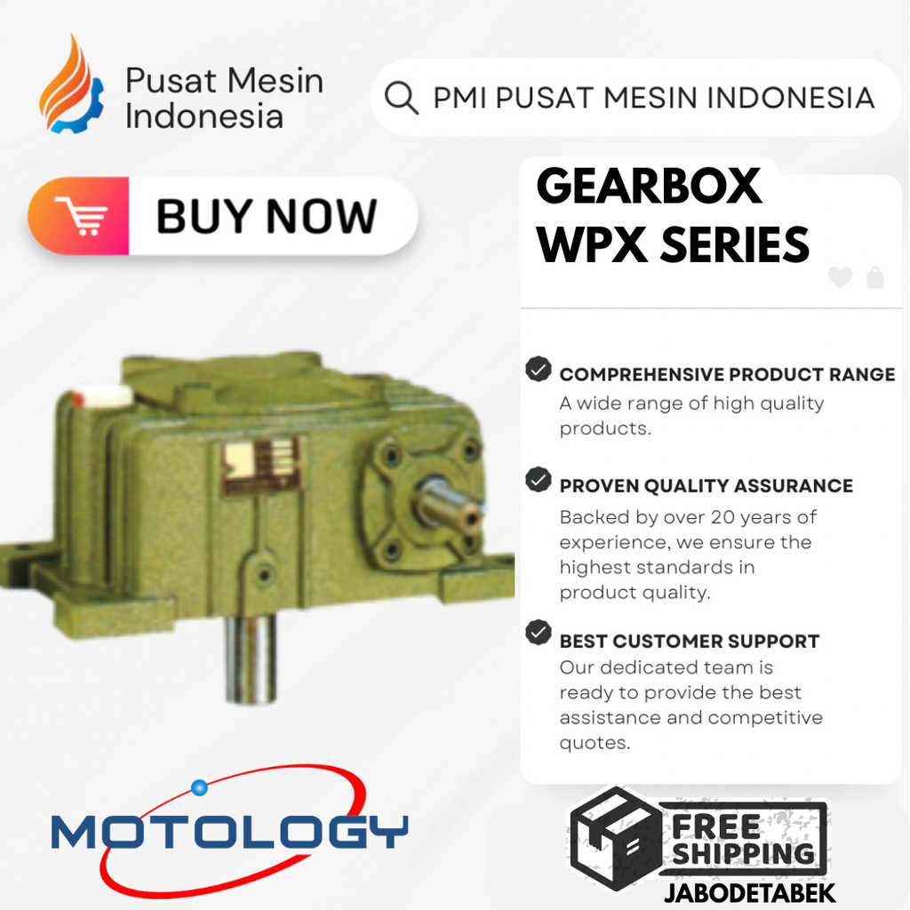 GEARBOX MOTOLOGY WPX 135 RATIO 1:10-60/ GEARBOX WPX/ GEARBOX SPEED REDUCER WPX/ GEARBOX REDUCER/ WOR