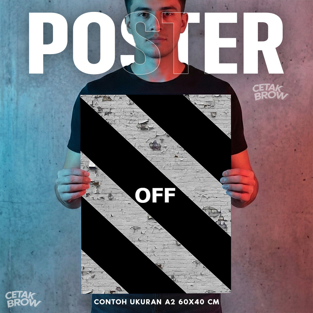 Poster Off-White Logo Arrows Hiasan Dinding Kamar Cowok Dekorasi Studio Gaming Keren Estetik