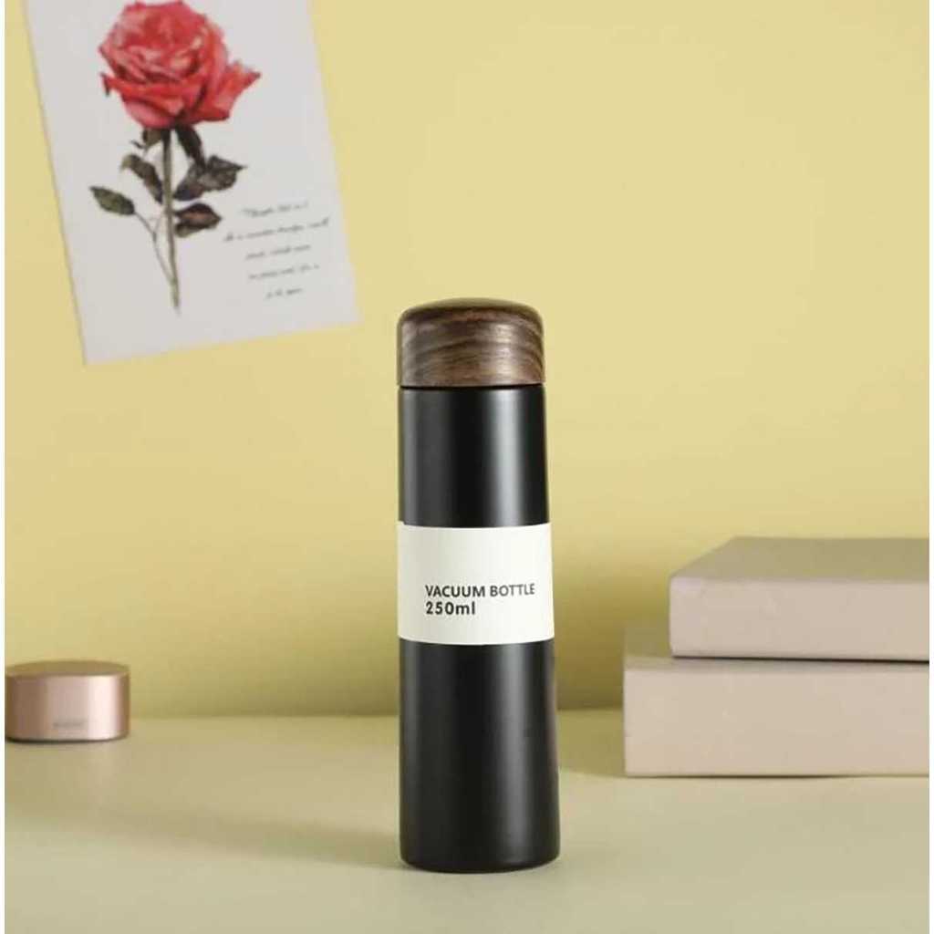 Botol Minum Termos Mini Air Panas Dingin Stainless Steel Hitam 250ml