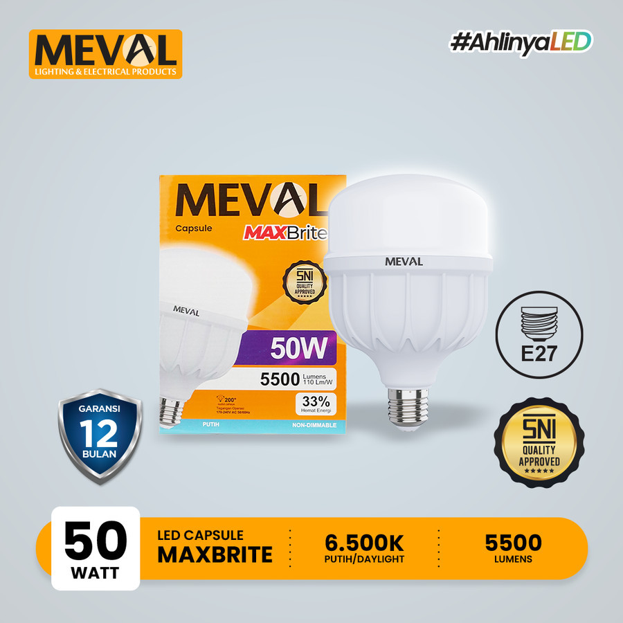 Meval Led Maxbrite Kapsul 50 Watt - Putih 6500K