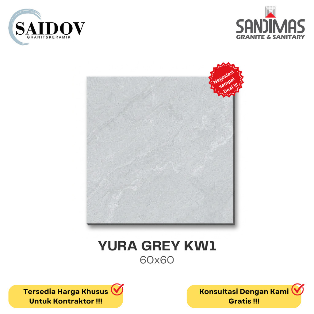 SANDIMAS LANTAI GRANIT YURA GREY 60X60 POLISHED