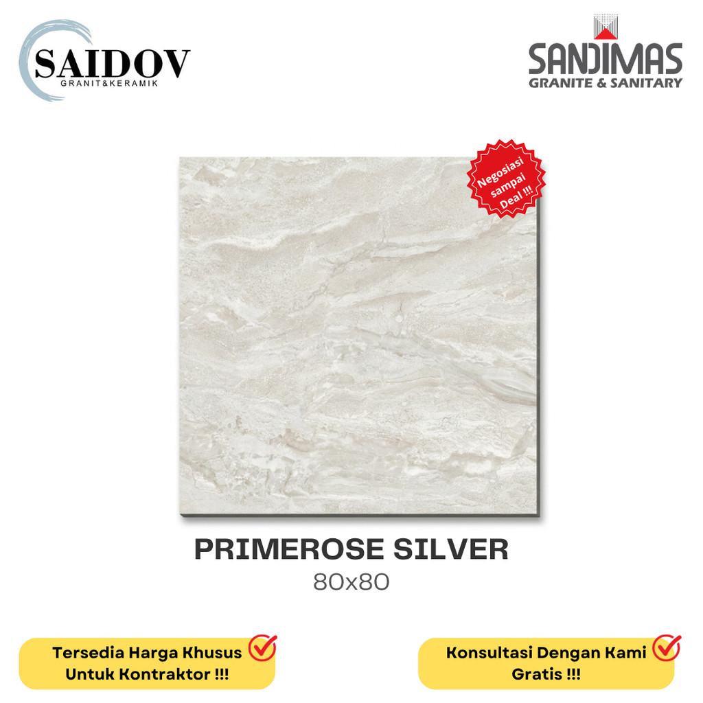 SANDIMAS LANTAI GRANIT PRIMEROSE SILVER 80X80 POLISHED