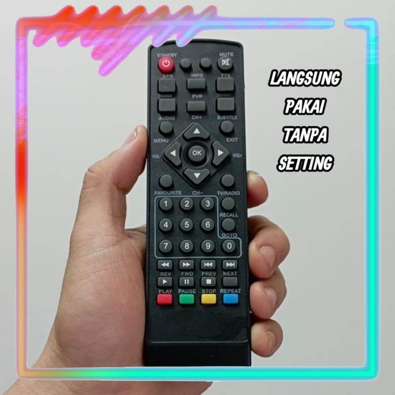 Remot Remote STB DVB-T2 Gardiner Optus Lgsat Sanex Super HD 168 GOL Mito Universal Tanpa Setting Set