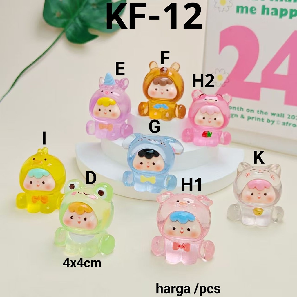 KF-12 Resin clay 3d diy hewan cute babi unicorn beruang katak bebek kucing  kalung gantungan hp kunc