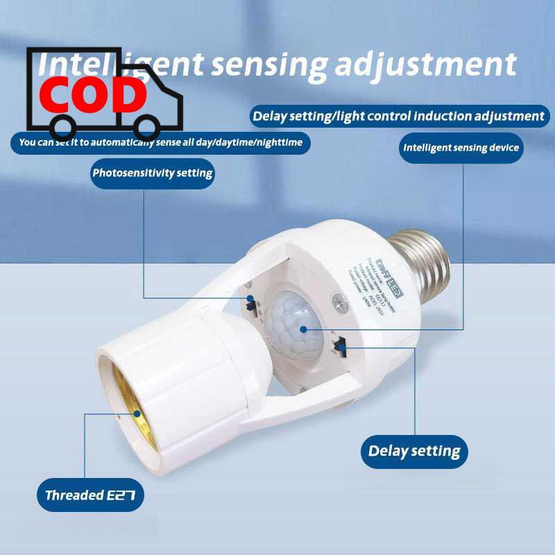 Fitting Lampu Sensor Gerak Otomatis Dudukan Bohlam Timer Hemat Listrik Rumah Garasi Tangga