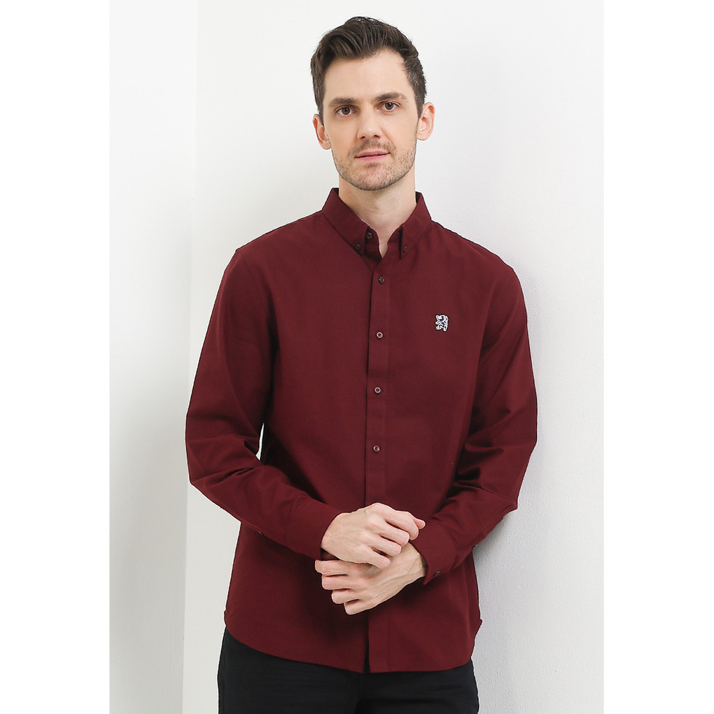 Giordano Men's Oxford Mini Lion Shirt 0104508340